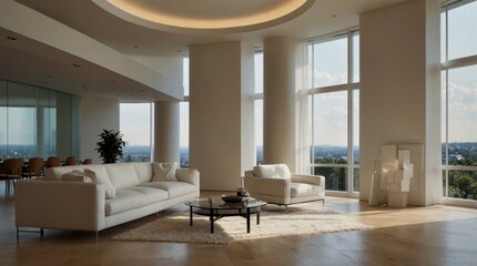 Fototapeta premium minimalist modern living room inspired by the geometric precision