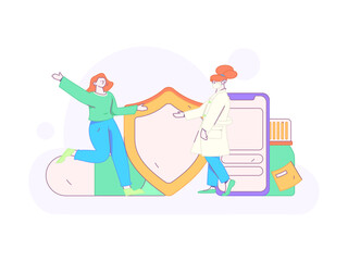 Medical characters fighting the epidemic flat vector concept operation hand drawn illustration
