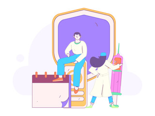 Medical characters fighting the epidemic flat vector concept operation hand drawn illustration
