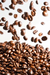 Obraz premium Abstract background of close-up view of coffee beans.