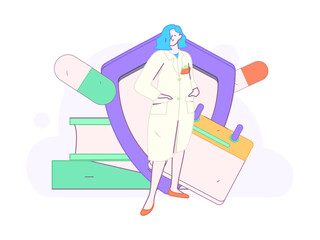 Medical characters fighting the epidemic flat vector concept operation hand drawn illustration
