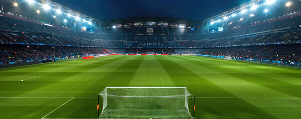 Fototapeta premium Soccer stadium field, soccer background