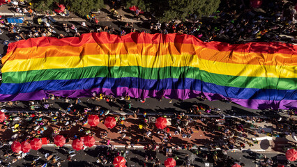 São Paulo, Brazil - June 2, 2024 - This weekend, the 28th edition, the São Paulo LGBT+ Pride Parade, takes place 
The event takes place to reaffirm the commitment to combating prejudice and suppport