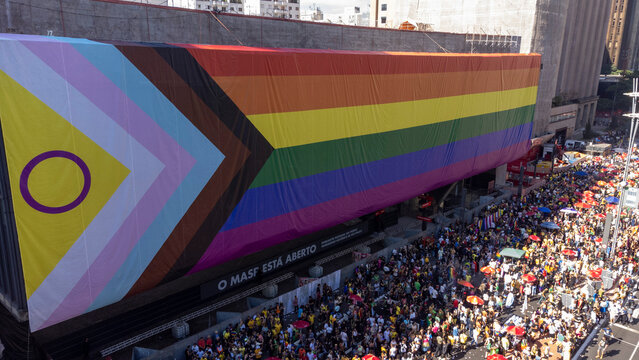 São Paulo, Brazil - June 2, 2024 - This weekend, the 28th edition, the São Paulo LGBT+ Pride Parade, takes place 
The event takes place to reaffirm the commitment to combating prejudice and suppport