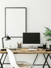 Fototapeta premium Study Desk Wall Art Mock Up
