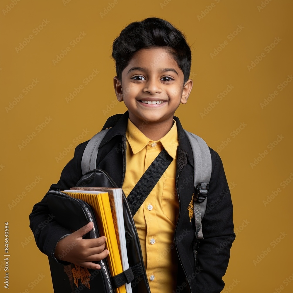 Poster Young indian boy student portrait standing.