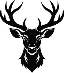 Naklejka premium set of black deer head logo style silhouettes vector