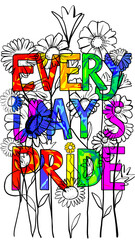 Minimalistic Pride Illustration in Bold Lines and Vibrant Colors in Celebration of Everyday LGBTQ+ Life on Transparent Background, Perfect for Stickers, Prints, Conceptual Posters, Banners
