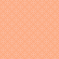 Geometric monochromatic floral lace fabric pattern Light abstract openwork lacy flowers on a muted orange peach apricot background