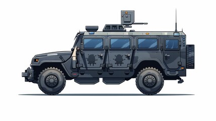 Armed truck for special police force SWAT tactical team