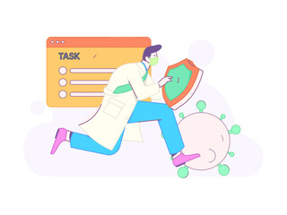 Medical characters fighting the epidemic flat vector concept operation hand drawn illustration
