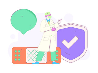 Medical characters fighting the epidemic flat vector concept operation hand drawn illustration
