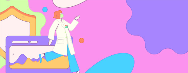 Medical characters fighting the epidemic flat vector concept operation hand drawn illustration
