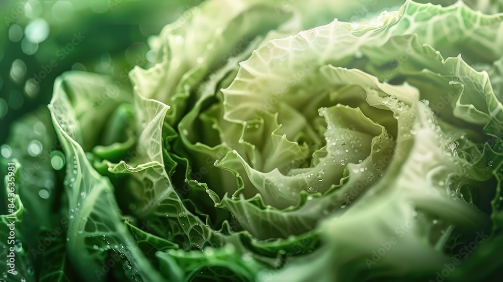 Sticker fresh cabbage peel in macro shot