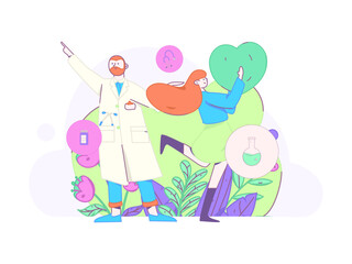 Medical characters fighting the epidemic flat vector concept operation hand drawn illustration
