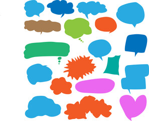 cute Set of speech bubble and arrow vector illustration. Collection of colorful hand drawn comic speech bubble, symbols and arrow doodle style. 