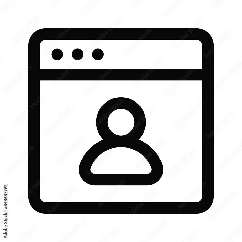 Wall mural person inside webpage showing concept icon of web user