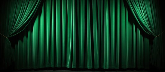 The background of the theater curtain is green with ample space for images