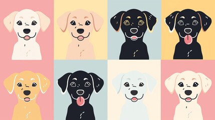 Obraz premium set of labrador dogs on colorful blackground.