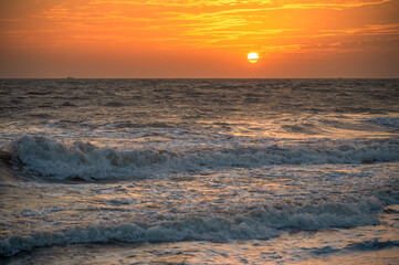 Naklejka premium Beautiful clean golden beach of Madhavpur, Gujrat, India.