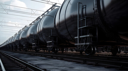 Obraz premium Industrial Freight Train on Tracks