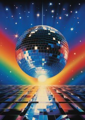Fototapeta premium Disco ball sphere planet night.