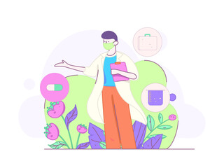 Medical characters fighting the epidemic flat vector concept operation hand drawn illustration
