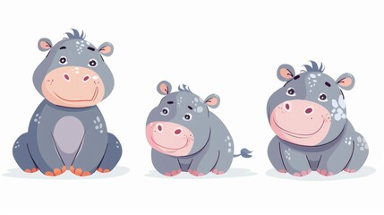 Obraz premium Hippo. Flat vector illustration of cute animal. Baby nursery art.