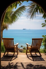 Balcony or terrace in a sea view room in hotel resort 