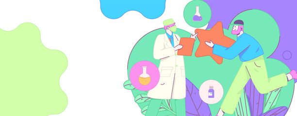 Medical characters fighting the epidemic flat vector concept operation hand drawn illustration
