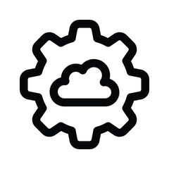 Cloud inside gear showing icon of cloud setting, cloud management