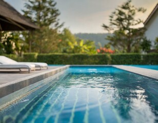 Naklejka premium Basen hotelowy w ogrodzie