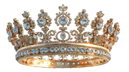 golden crown with white diamond isolated on white or transparent png