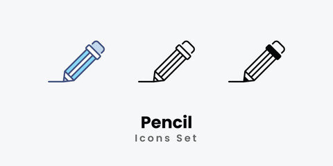 Pencil icons vector set stock illustration.