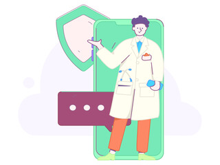 Medical characters fighting the epidemic flat vector concept operation hand drawn illustration
