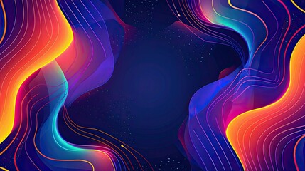 a modern flat colourful abstract background with flowing lines neon glowing profile picture border frame 