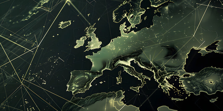 Mapa de europa poligonal abstracto concepto nuevas tecnolog&iacute;as, conexi&oacute;n, internet, red de redes