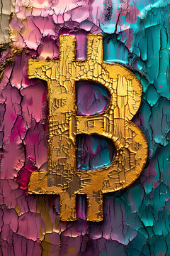 logo criptomoneda pintada con colores brillantes