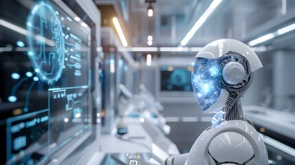 Fototapeta premium Cutting-edge robots are monitoring the system