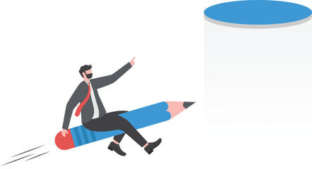 fly to freedom, businessman flying on darts arrow towards the hole of freedom, creativity or knowledge for growing business or career success concept vector illustration with flat design style

