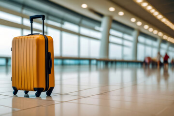 suitcase in airport traveling concept, aesthetic natural light 