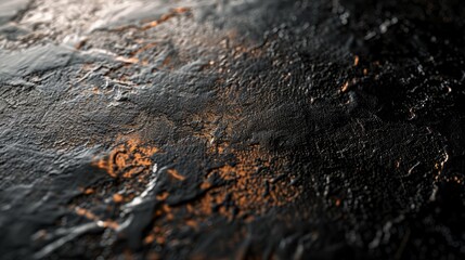 A close-up image showcasing the dramatic impact of black scratched metal textures enhanced by soft diffused lighting