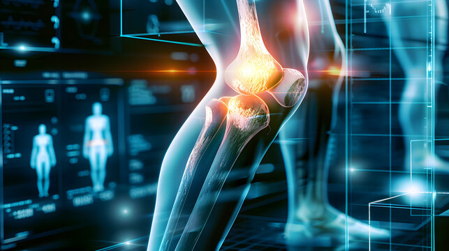 concepto de radiograf&iacute;a futurista relativo a dolor de rodilla