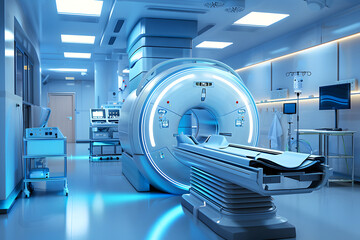 maquina de TAC TA tomografía axial en habitación de hospital