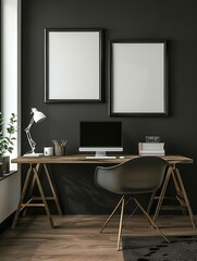 Study Desk Wall Art Picture Framework Mock-up