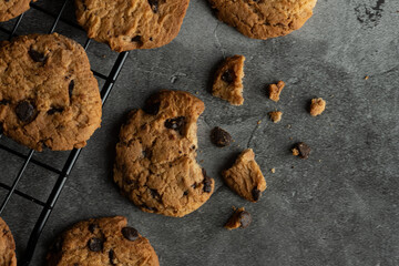 Freshly baked chocolate chip cookies. - Powered by Adobe