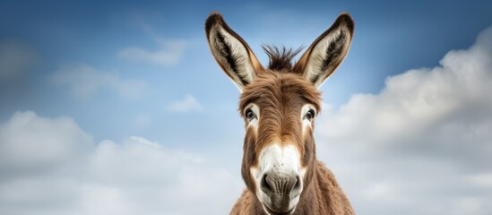 An image showcasing a donkey s portrait with ample room for additional content copy space