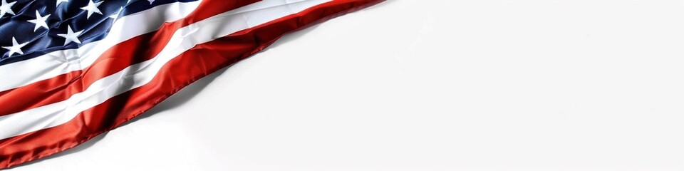 An American flag with bright, bold colors standing out against a pristine white background.
