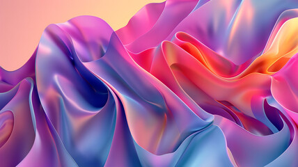 Smooth Spiraling 3D Forms on Colorful Metallic Gradient