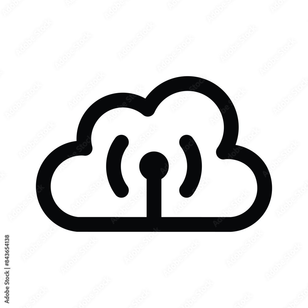 Wall mural wifi signals with cloud, icon of cloud internet editable vector